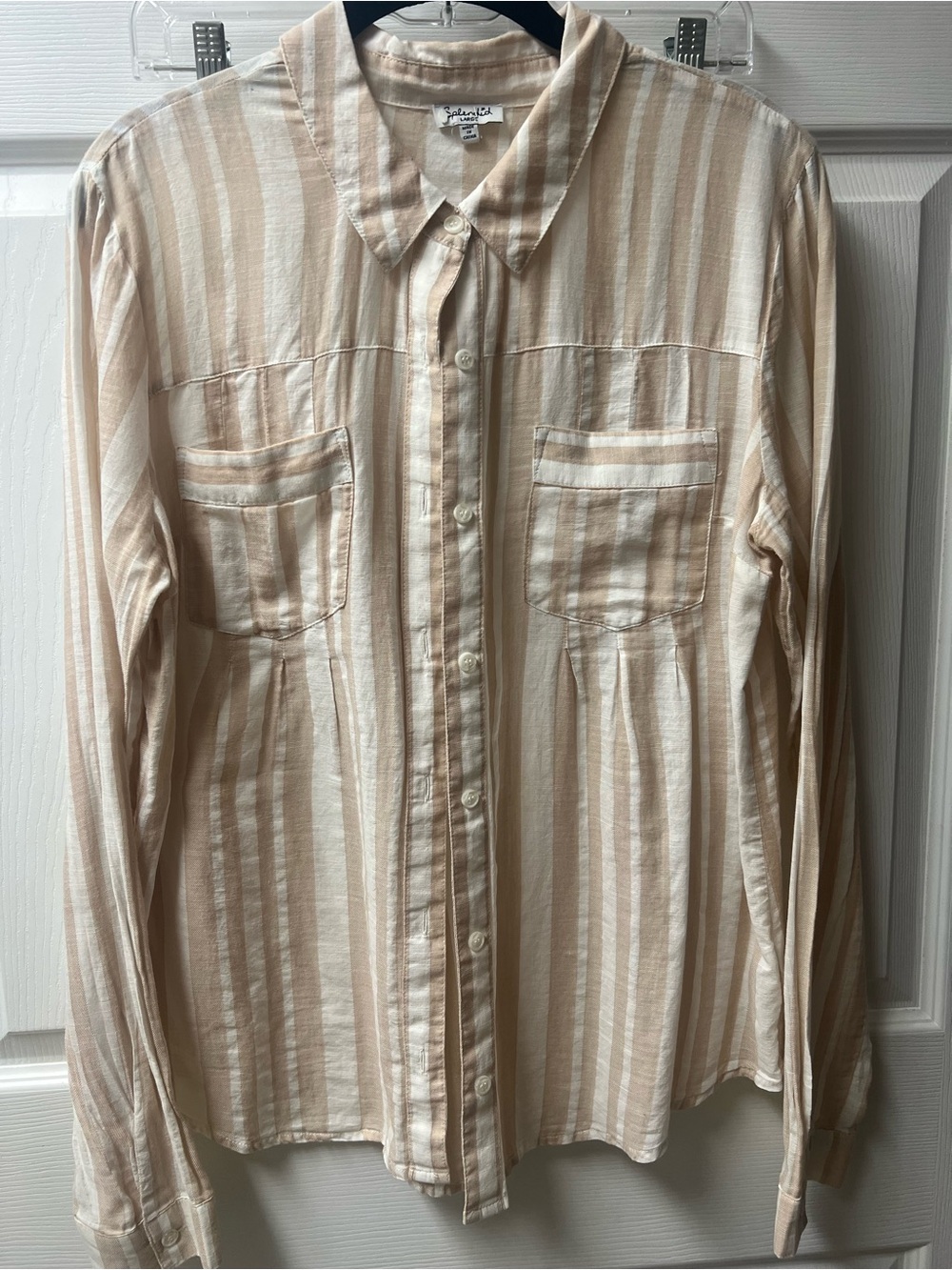 Women’s Beige Striped Button-Up Shirt